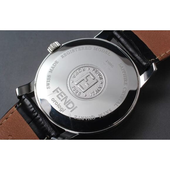 Fendi Watch 2100G DayDate 35mm Swiss Made Quartz W/ Black Leather Band & Battery - Picture 6 of 11